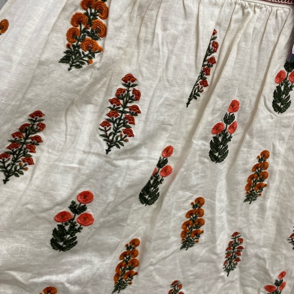 NWT Agua by Agua Bendita Pistachio Dahlia Dress Embroidered Floral Ivory S - Picture 6 of 13